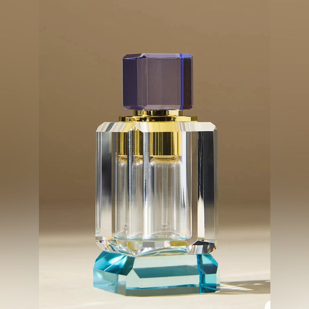 ππHOST PICK π Anthropologie Elegant Cut Glass Perfume Bottle Multicolor Accents